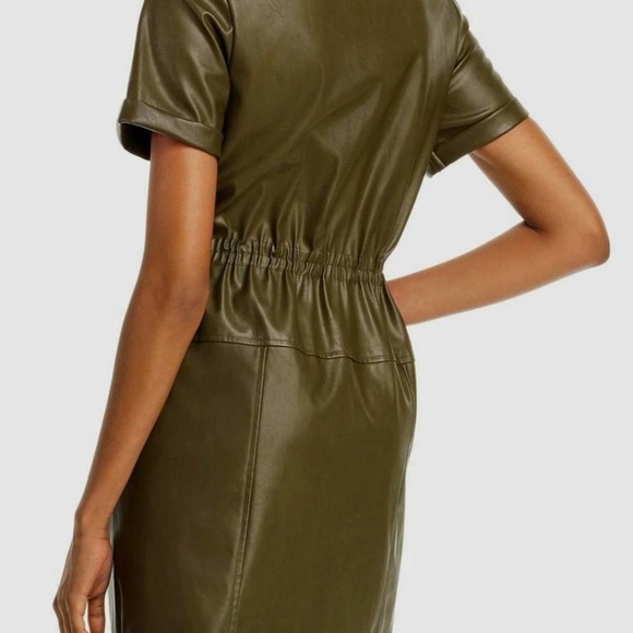 Lucy Paris Women’s Green Zip Faux Leather Utility A-Line Mini Dress - Picture 5 of 5